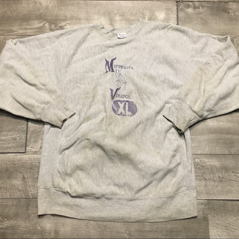Vtg Champion Reverse Weave Warmup Minnesota Vikings Sweatshirt Pullover Size XL